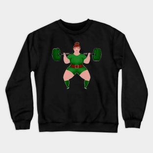 Strong Women Powerlifting gym girl in Green Crewneck Sweatshirt